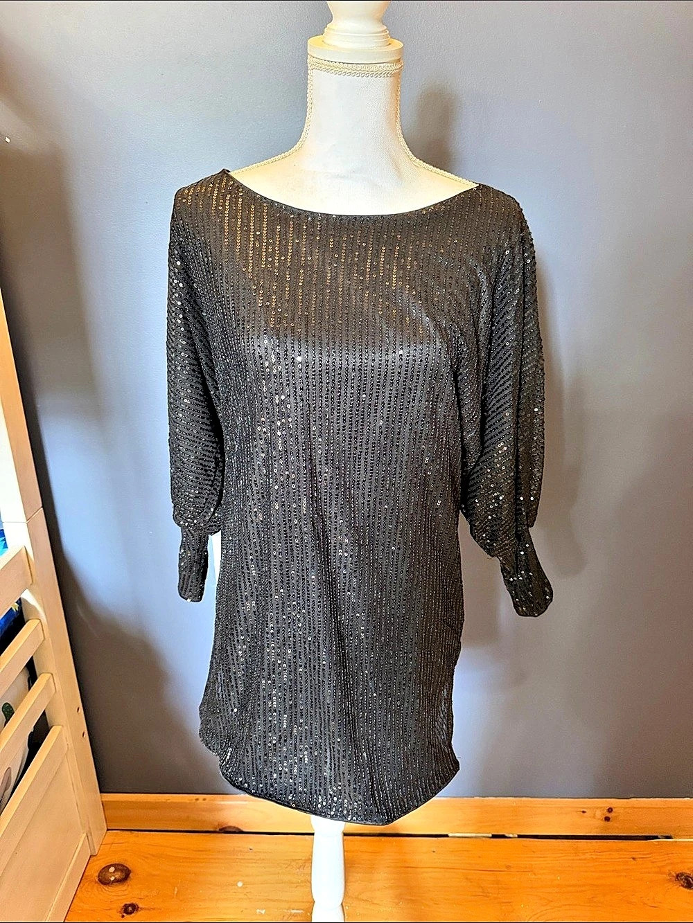 Harper & Lane Sequin Dress in Black Size Small New
